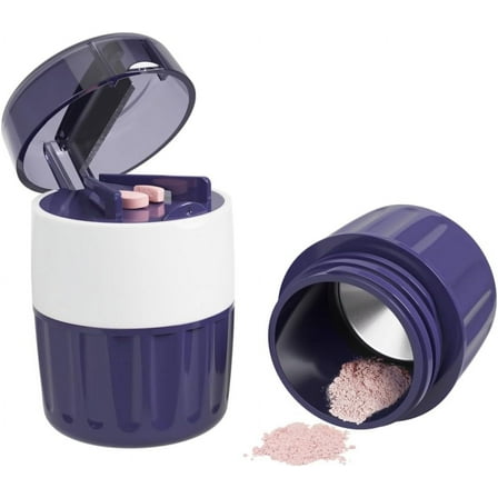 Ezy Dose Pill Crusher and Cutter 3-in-1, Crushes Cuts, and Stores Pills, Vitamins, Tablets, Stainless-Steel Blade, Portable and Travel-Friendly, Purple