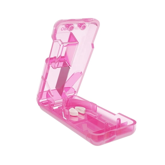 Ezy Dose Pill Cutter and Splitter, Stainless Steel Blade, Cuts Pills, Vitamins, Tablets, Travel Size, Pink
