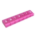 thumbnail image 1 of Ezy Dose Push Button (7-Day) Pill, Medicine, Vitamin Organizer Box, Weekly, Daily Planner, Arthritis Friendly, X-Large, Pink, 1 of 5