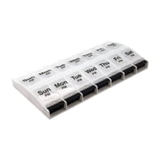 Ezy Dose Push Button (7-Day) Pill Planner, AM/PM, Large Compartments, Transparent Lids, Black