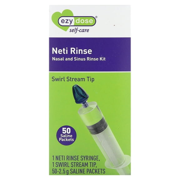 Ezy Dose Sinus and Allergy Relief Syringe, Nasal Rinse, includes 50 Saline Packets