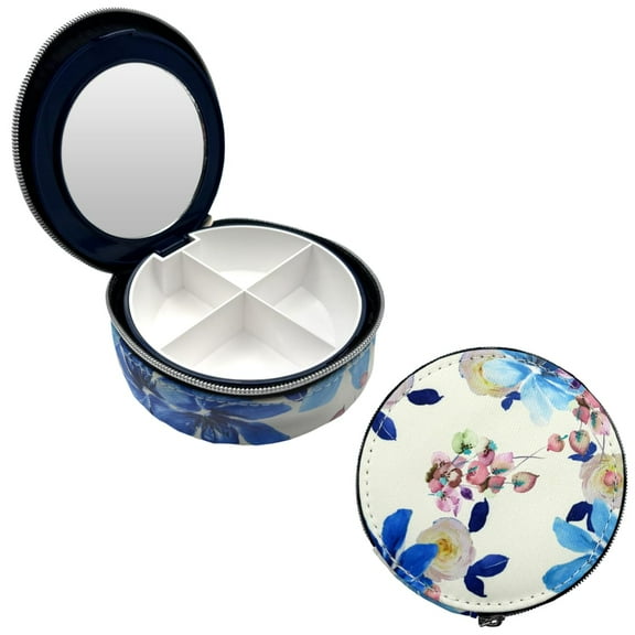 Ezy Dose Travel Pill Organizer with Built-in Mirror, Zippered Flower Case, Compact and Portable Ideal for Travel and On-The-Go Use