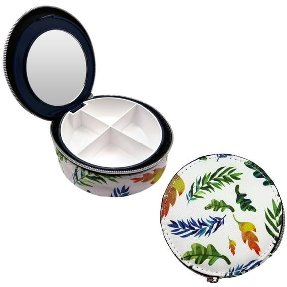 Ezy Dose Travel Pill Organizer with Built-in Mirror, Zippered Leaf Case, Compact and Portable Ideal for Travel and On-The-Go Use