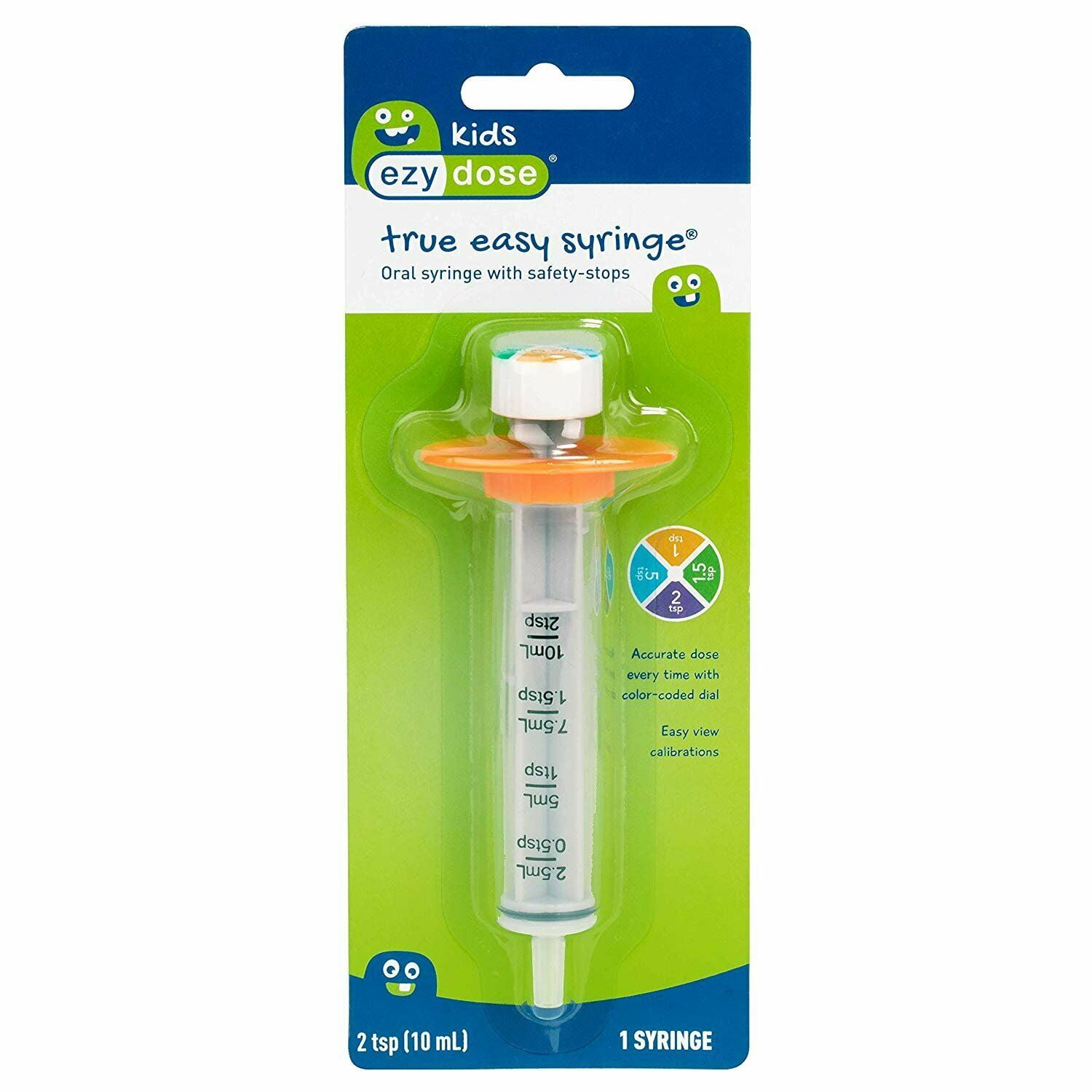 Ezy Dose True Easy Oral Syringe with Safety-stops, 10 ml, 2 Pack