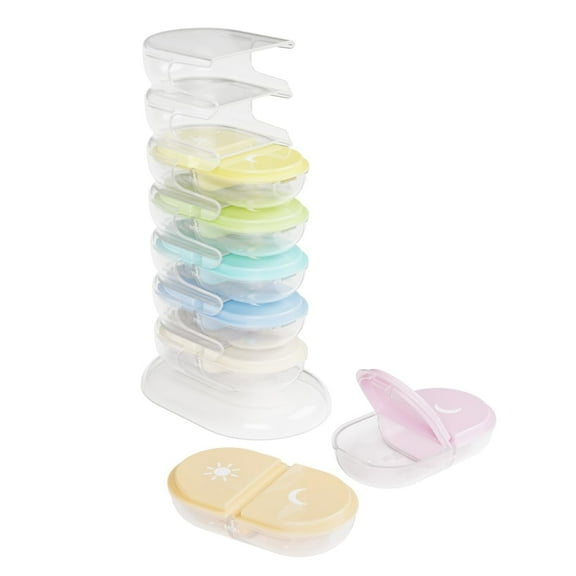 Ezy Dose Weekly (7-Day) AM/PM Pill Organizer Tower, Stackable Medication Dispenser, Rainbow