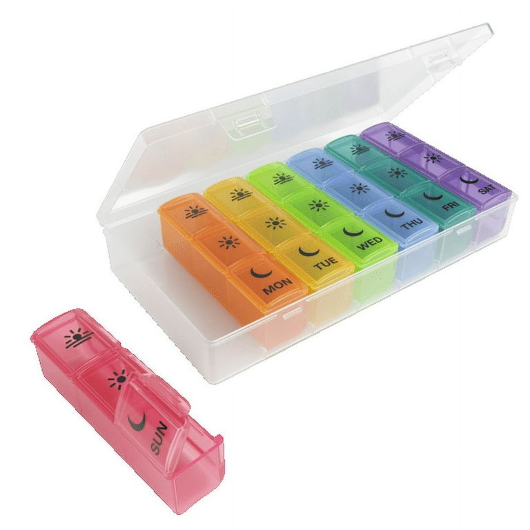 Ezy Dose Weekly (7-Day) Pill Organizer, 3 Times a Day, Travel Pill