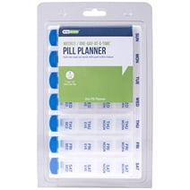 Ezy Dose Weekly (7-Day) Pill Organizer, 4 Times a Day, Push Button, Pop-Out Travel Compartments