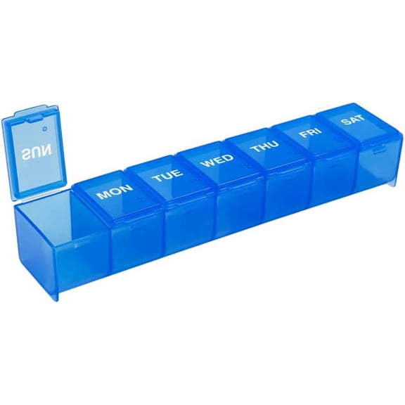 Ezy Dose Weekly (7-Day) Pill Organizer, Large Medicine Planner, Blue