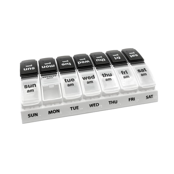 Ezy Dose Weekly (AM/PM) Travel Pill Organizer, Black and Clear