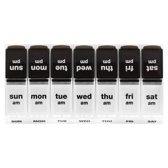 Ezy Dose Weekly AM/PM Pill Planner, Black/Natural, 1 Count