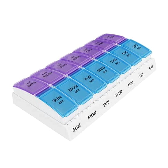 Ezy Dose Weekly AM/PM Travel Pill Organizer and Planner  Removable AM/PM Compartments  Great for Travel (Small)