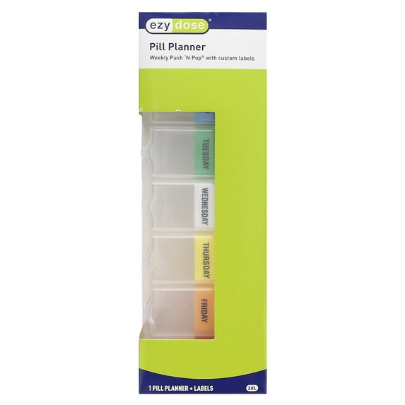 Ezy Dose Weekly Push 'N Pop Pill Planner with Labels, 2XL, 1 Count