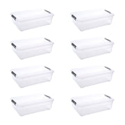 Ezy Storage Solutions 28 Qt Clear Plastic Underbed Storage Box with Latching Lids - Pack of 8