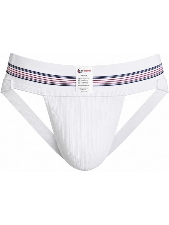 Athletic Supporters for Men – Padded 3" Waistband Men Jockstraps for Gym & Post-Surgery (XL - White)
