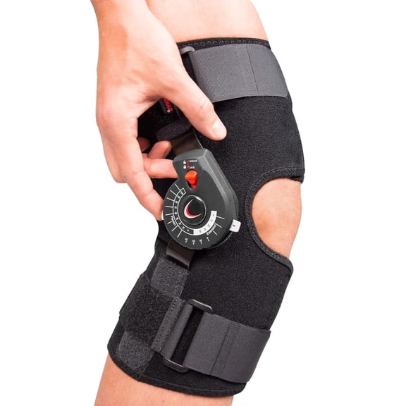 Ezy Wrap Rally ROM Hinged Knee Brace – Adjustable Motion Control Knee Support with Removable Hinges for Stable Recovery