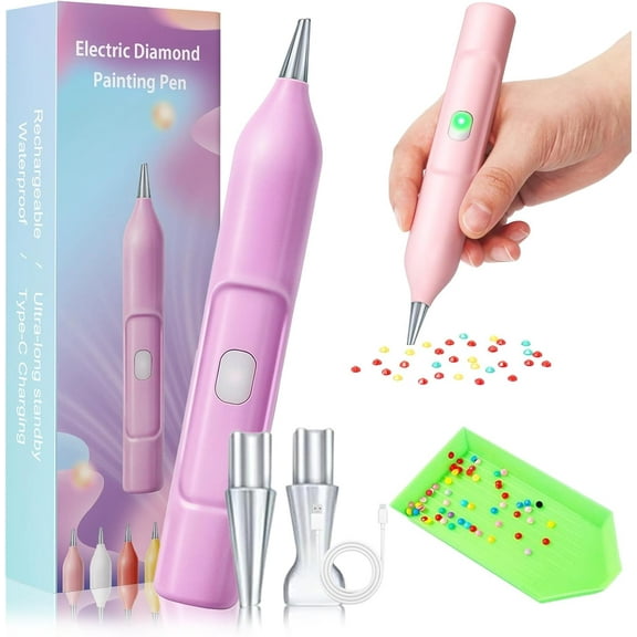 EzyPen - Electric Diamond Painting Pen with Vacuum Technology, IPX5 Waterproof Painter Diamond Art Pens Tools with 2 Replacement Tip & Tray, Adjustable Suction Mode, DIY Art Tool Kits
