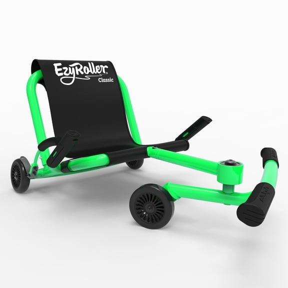 EzyRoller: Classic - Green - Ride-On Scooter, Cambering Motion, Pedal Free Cart, Hand Brakes, Extendable Frame, 154lb Capacity, Kids Ages 4+
