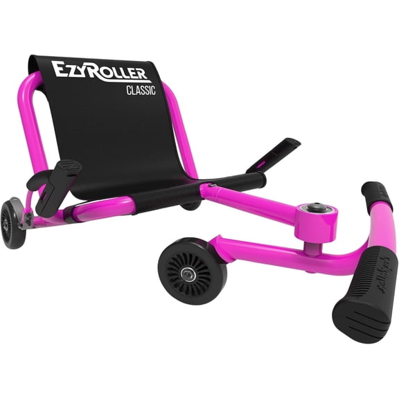 EzyRoller: Classic - Pink - Ride-On Scooter, Cambering Motion, Pedal Free Cart, Hand Brakes, Extendable Frame, 154lb Capacity, Kids Ages 4+