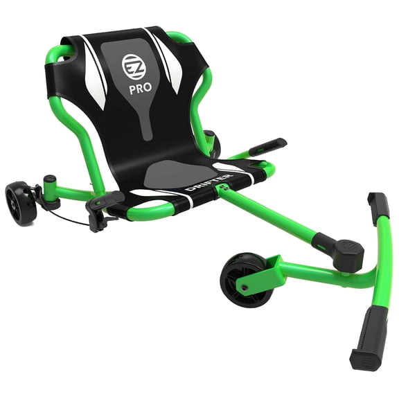 EzyRoller: Drifter Pro X - Lime Green - Ride-On Scooter, Cambering Motion, Pedal Free Cart, Hand Brakes, Extendable Frame, 220lb Capacity, Kids-Adults 9+