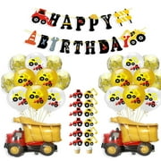 Ezzo Construction Themed Birthday Balloon Set – Dump Truck & Excavator Balloons for Party Decor