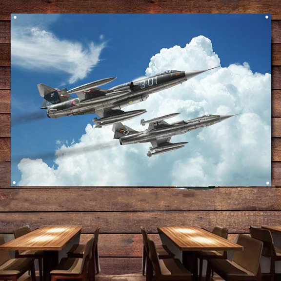 F-104 Starfighter aircraft Attack Aircraft Posters Wall Banner 38" x 57" Air Force Jet Fighter Canvas Painting HD Print Hang Flag Aviation Military Wall Art Pictures for Living Room Home Decoration
