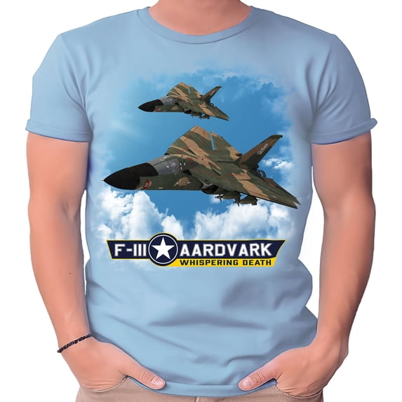 F-111 Aardvark In The Clouds Light Blue Adult T-Shirt-4XL