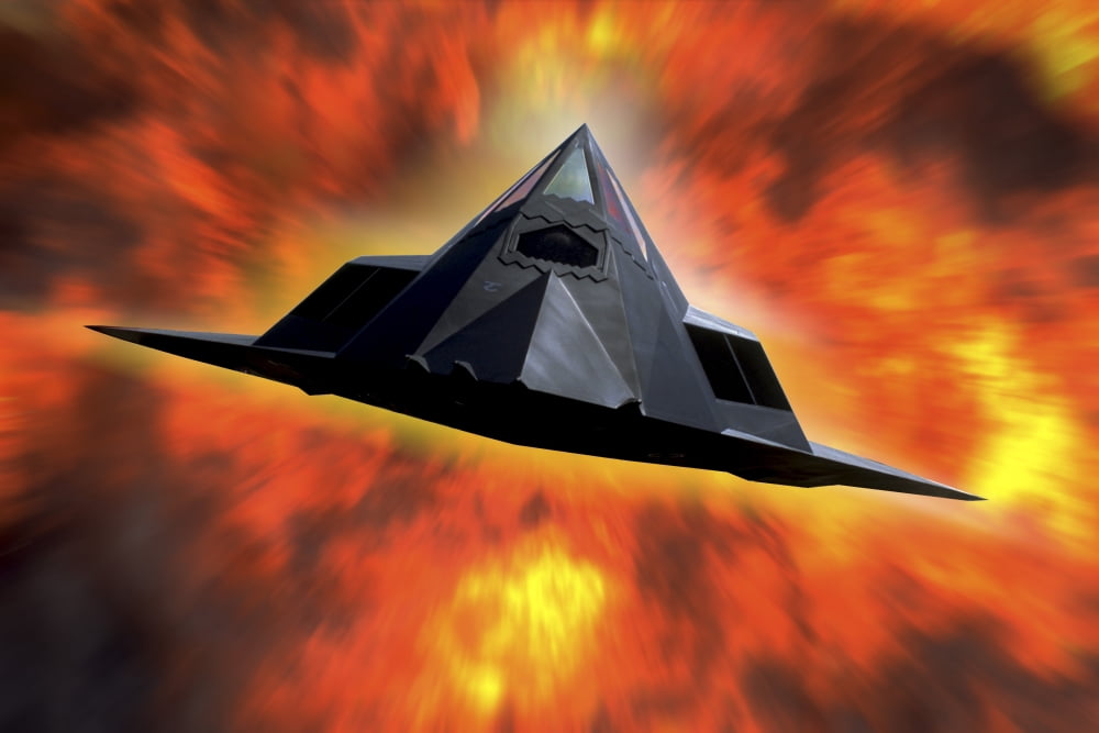F-117 Nighthawk flying at mach speed Canvas Art - Phil WallickStocktrek Images (17 x 12)