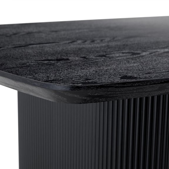 F-1330 Black Wood Grain MDF Dining Table Top Replacement, Wear Scratch Resistant Rectangular Tabletop Spare Part for Dining Furniture DIY Repair