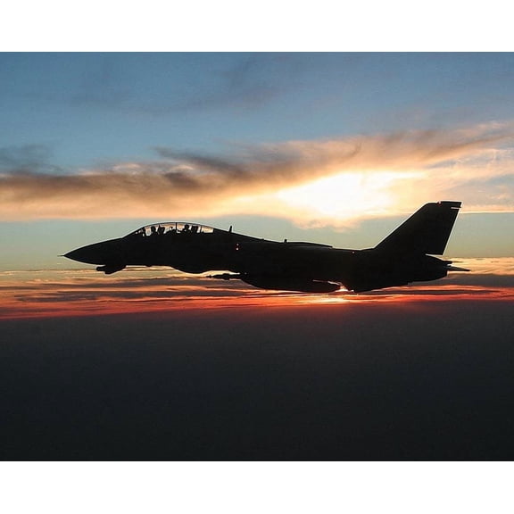 F-14 Tomcat Sunset in Flight U.S. Navy - 20x30 Inch Laminated Aviation Poster - Stunning Detail and Bold Colors