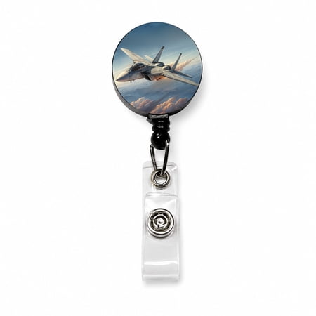 F-14 Tomcat United States Navy Air Superiority Plane In Flight Cold War Era Retractable Reel ID Badge Key Card Name Tag Holder with Clip