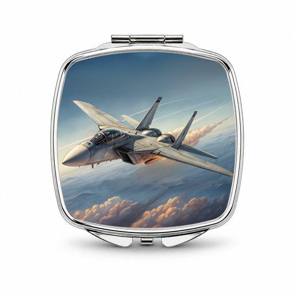 F-14 Tomcat United States Navy Air Superiority Plane In Flight Cold War Era Travel Makeup Handbag Purse Small Pocket Compact Mirror