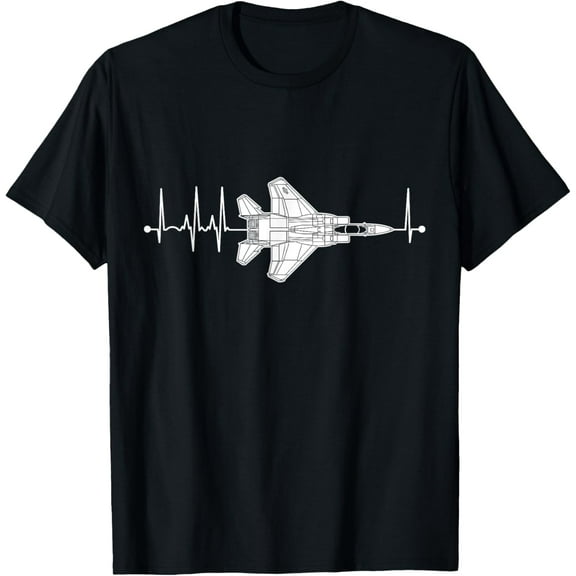 F-15 Eagle Schematic Airplane Pulse EKG Pilot F15 Heartbeat T-ShirtMen and women, Black T-shirt, size: Extra large