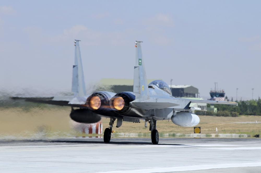 F-15 Eagle of the Royal Saudi Air Force taking off Canvas Art - Riccardo NiccoliStocktrek Images (17 x 12)