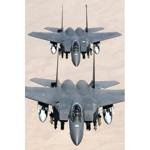 F-15 / F-15E Strike Eagle Fighter Aircraft Style -1 - 12x18 Inch Laminated Aviation Poster - Stunning Detail and Bold Colors