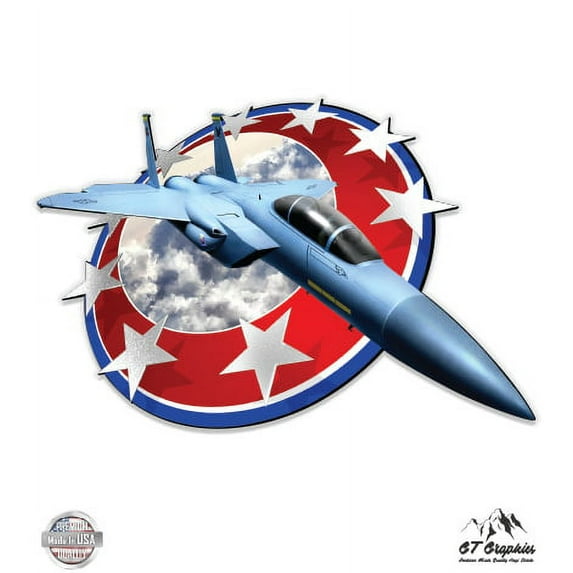 F-15 Fighter Jet - 3" Vinyl Sticker - For Car Laptop I-Pad Phone Helmet Hard Hat - Waterproof Decal