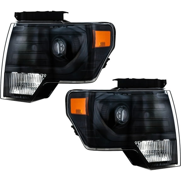 F-150 13-14 HEAD LAMP RH Lens and Housing HID/Xenon w/o HID Kit Black Trim SET PAIR