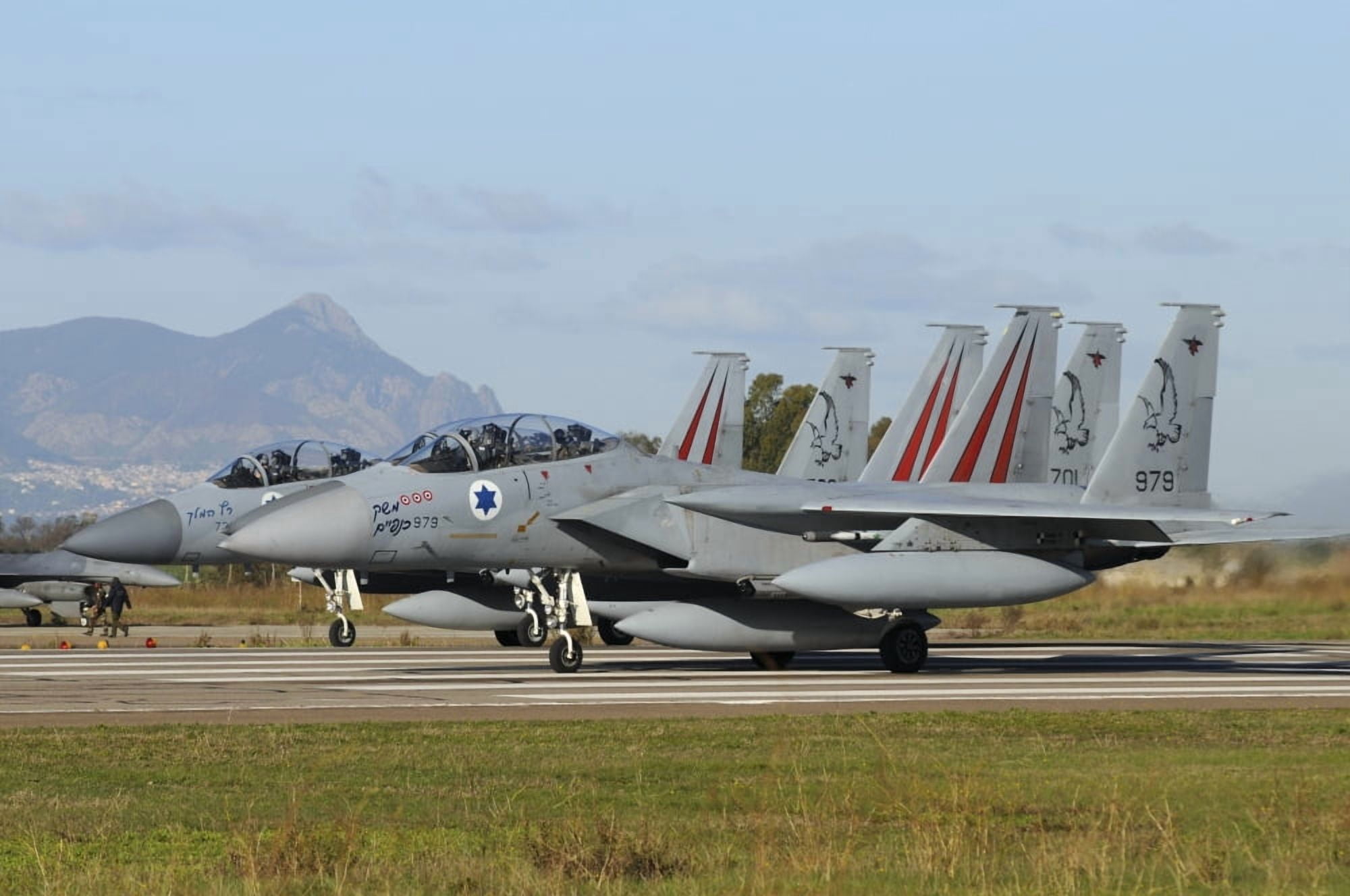 F-15D Baz from the Israeli Air Force at Decimomannu Air Base Italy Canvas Art - Riccardo NiccoliStocktrek Images (17 x 12)