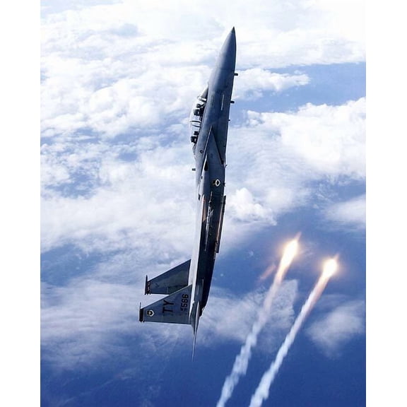 F-15D / F-15 Eagle Aircraft Vertical Flares Style -1 - 12x18 Inch Laminated Aviation Poster - Stunning Detail and Bold Colors