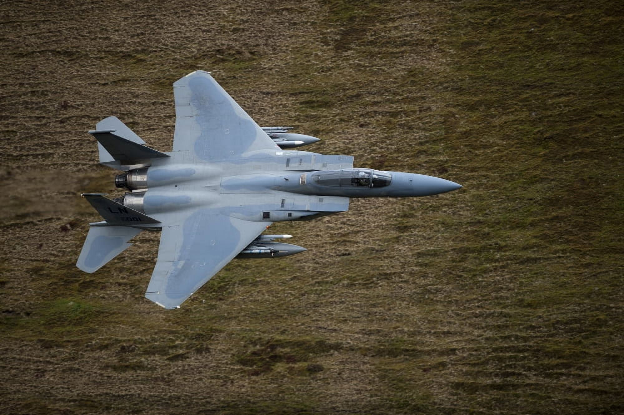 F-15E Strike Eagle low flying over North Wales Canvas Art - Andrew ChittockStocktrek Images (35 x 23)