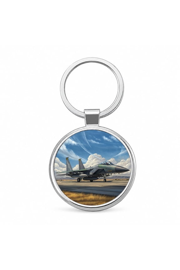 F-15e Strike Eagle United States Air Force Multirole Fighter Plane Metal Round Keychain