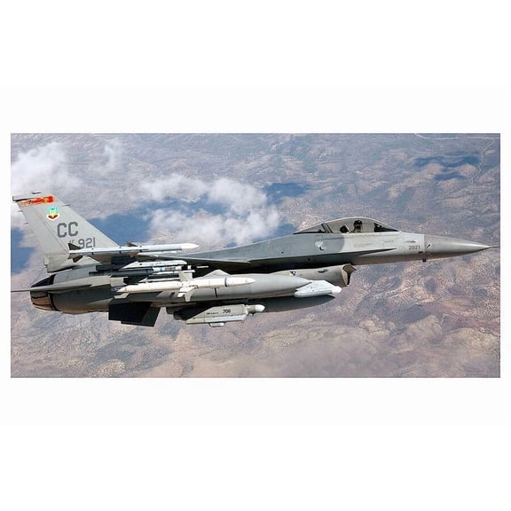F-16 / F-16C Fighting Falcon in Flight Style - A - 24x36 Inch Laminated Aviation Poster - Stunning Detail and Bold Colors