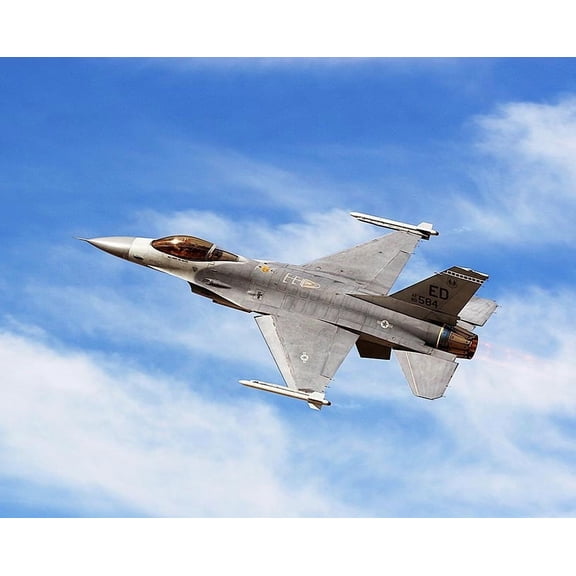 F-16 Falcon Fighter Banking Turn - 12x18 Inch Laminated Aviation Poster - Stunning Detail and Bold Colors