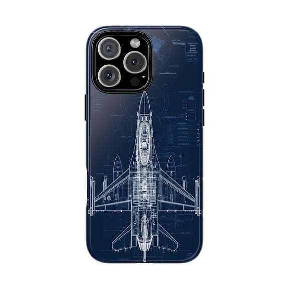 F-16 Fighter Jet Plane Technical Blueprint iPhone Case 17 16 15 14 13 12 11 Pro Max