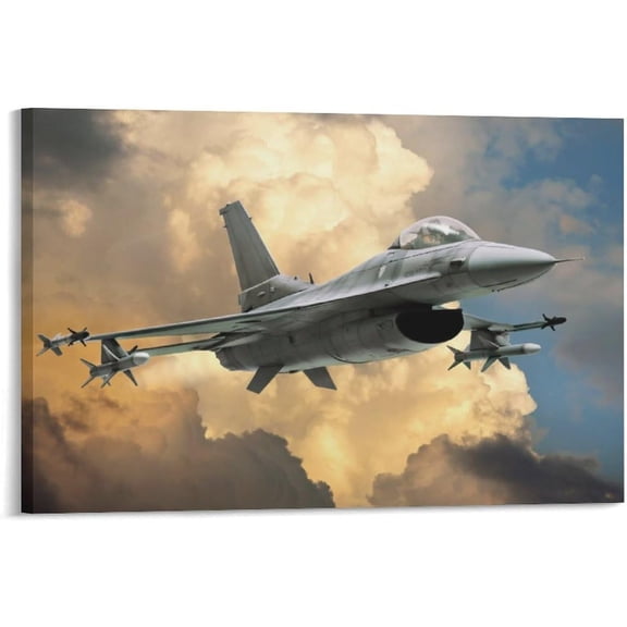 F-16 Fighting Falcon Fighter Jet Metal Tin Sign Military Aviation Wall Decor 8 x 12 Inch