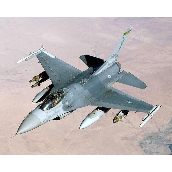 F-16 Fighting Falcon Fighter in Flight Style -1 - 24x36 Inch Laminated Aviation Poster - Stunning Detail and Bold Colors