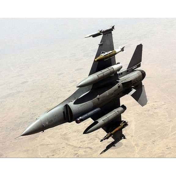 F-16 Fighting Falcon Underside w/ Armament Style -1 - 12x18 Inch Laminated Aviation Poster - Stunning Detail and Bold Colors