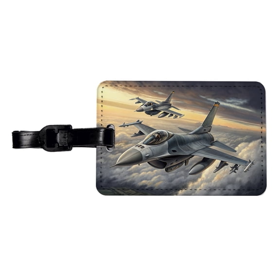 F-16 Fighting Falcon Viper Planes Flying In Formation Faux Leather Travel Luggage Tag