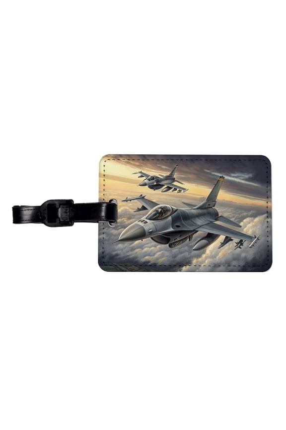 F-16 Fighting Falcon Viper Planes Flying In Formation Faux Leather Travel Luggage Tag