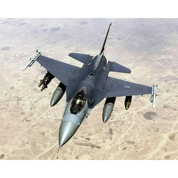 F-16 Fighting Falcon In Flight US Air Force Style - A - 24x36 Inch Glossy Laminated Aviation Poster - Stunning Detail and Bold Colors