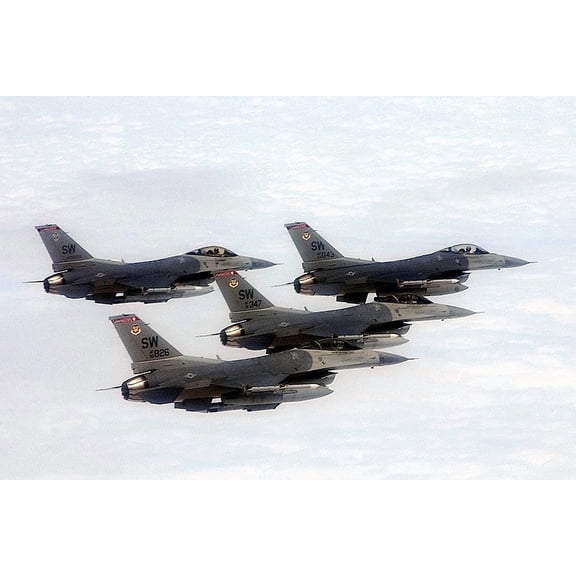 F-16 Fighting Falcons Formation US Air Force - 20x30 Inch Laminated Aviation Poster - Stunning Detail and Bold Colors